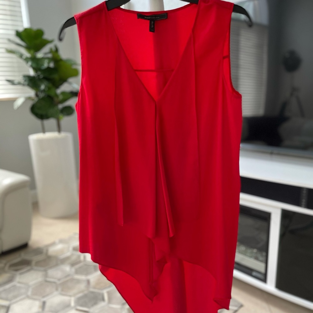 BCBG XXS RED LONG BLOUSE